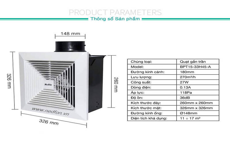 quạt gắn trần hút khí thải